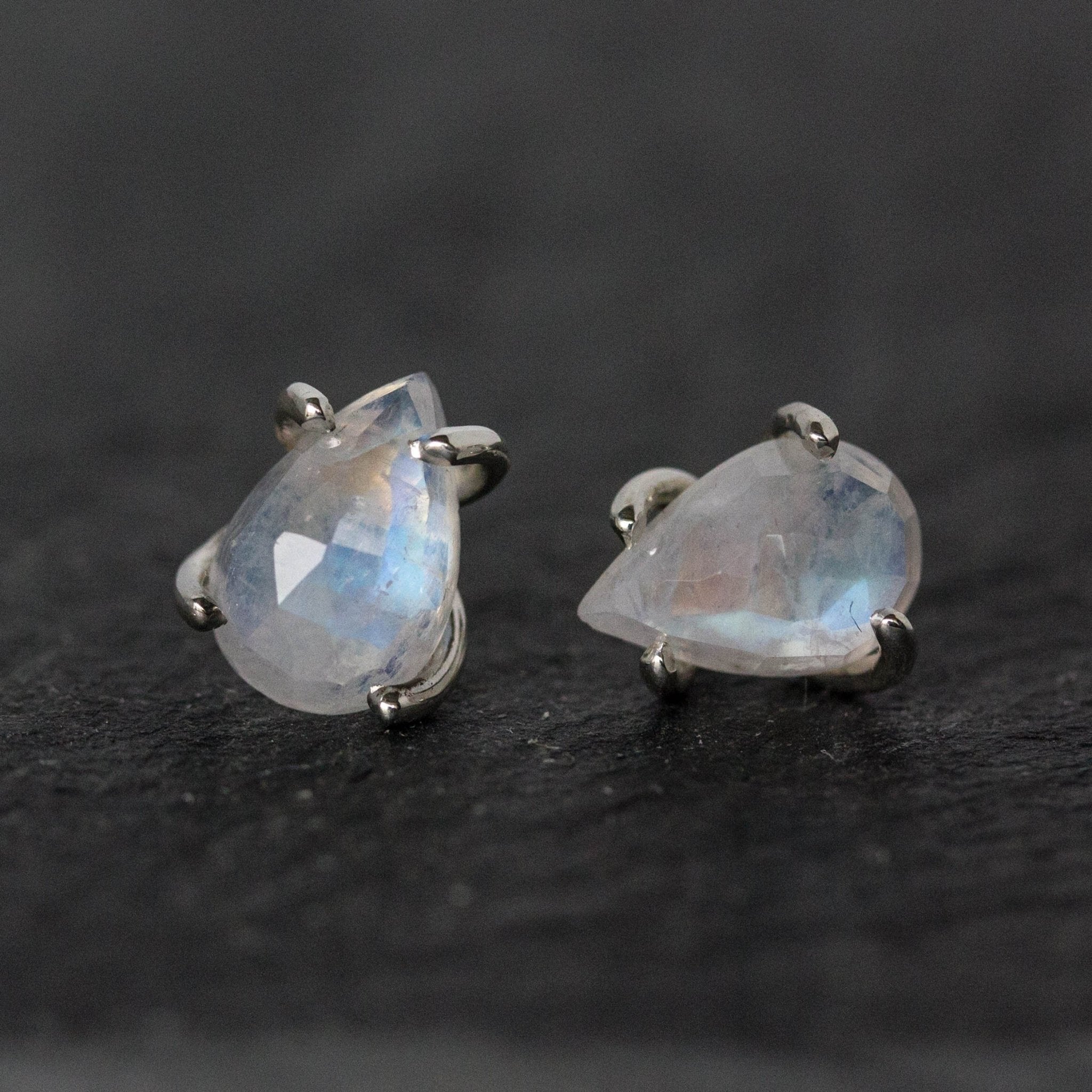 Rainbow Moonstone Drop Earrings 925 Silver, Handmade Blue Moonstone Earrings