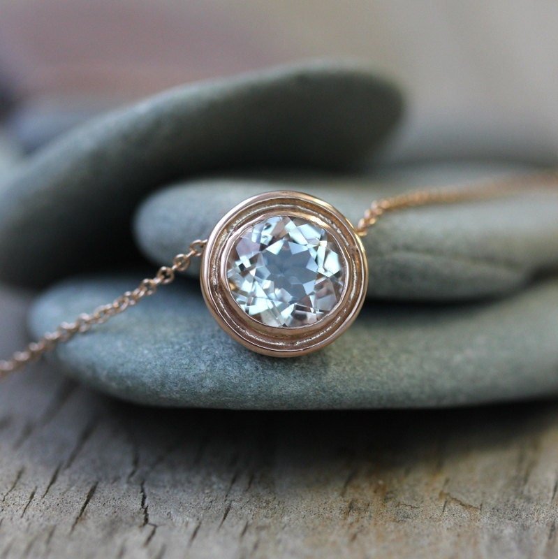 Rose Gold and White Topaz Halo Slide Necklace - Madelynn Cassin Designs