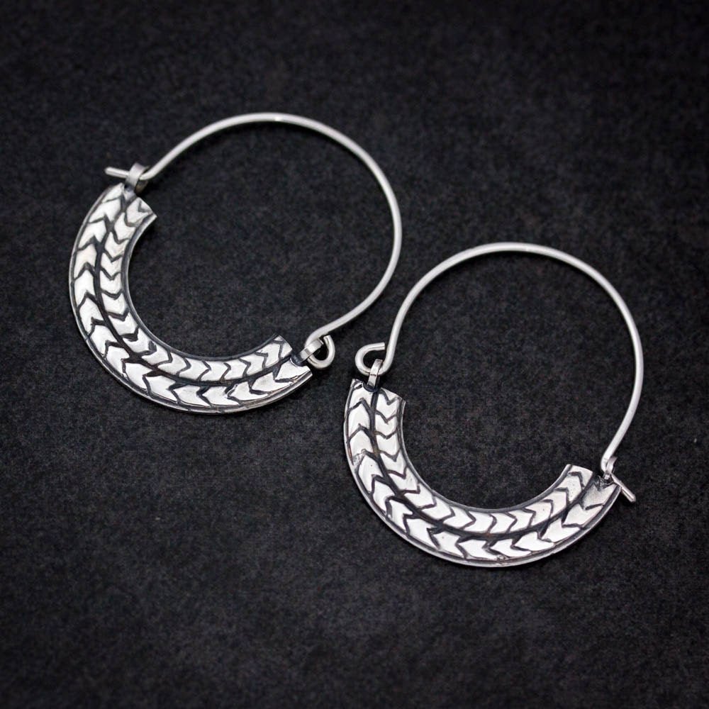 Silver Tribal Hoop Earrings - Madelynn Cassin Designs