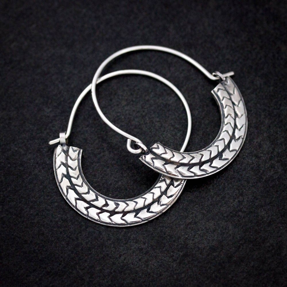 Silver Tribal Hoop Earrings - Madelynn Cassin Designs