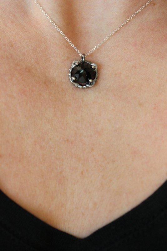 Sterling Silver And Black Spinel Gemstone Necklace - Madelynn Cassin Designs