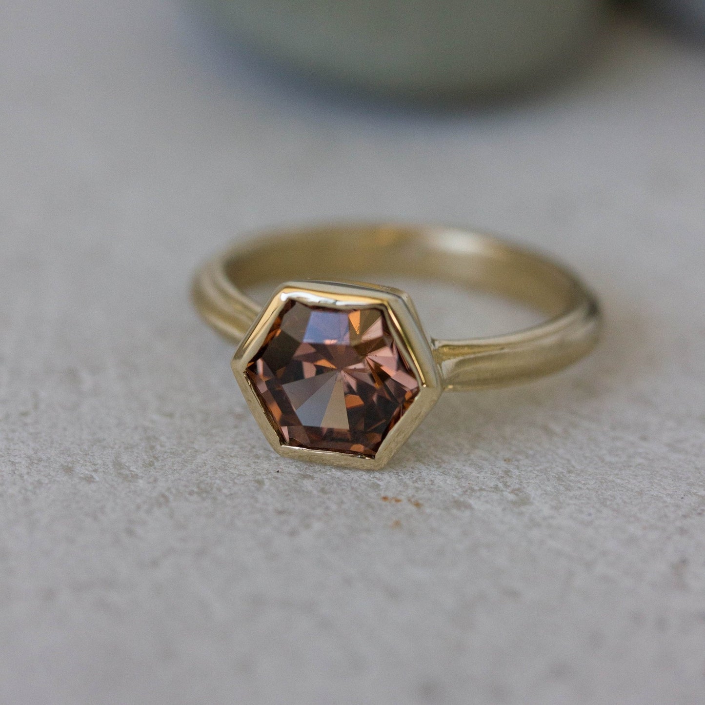 Tawny Champagne Yellow Gold Hexagon Ring - Madelynn Cassin Designs