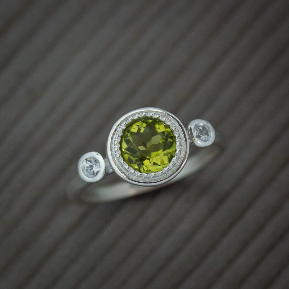 White Sapphire and Peridot Multistone Ring - Madelynn Cassin Designs