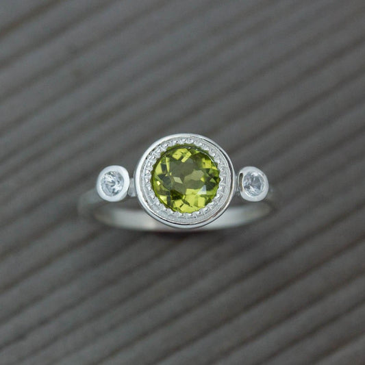 White Sapphire and Peridot Multistone Ring - Madelynn Cassin Designs