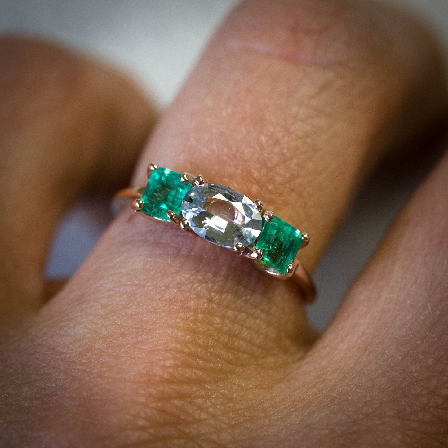 White Sapphire Engagement Ring - Madelynn Cassin Designs
