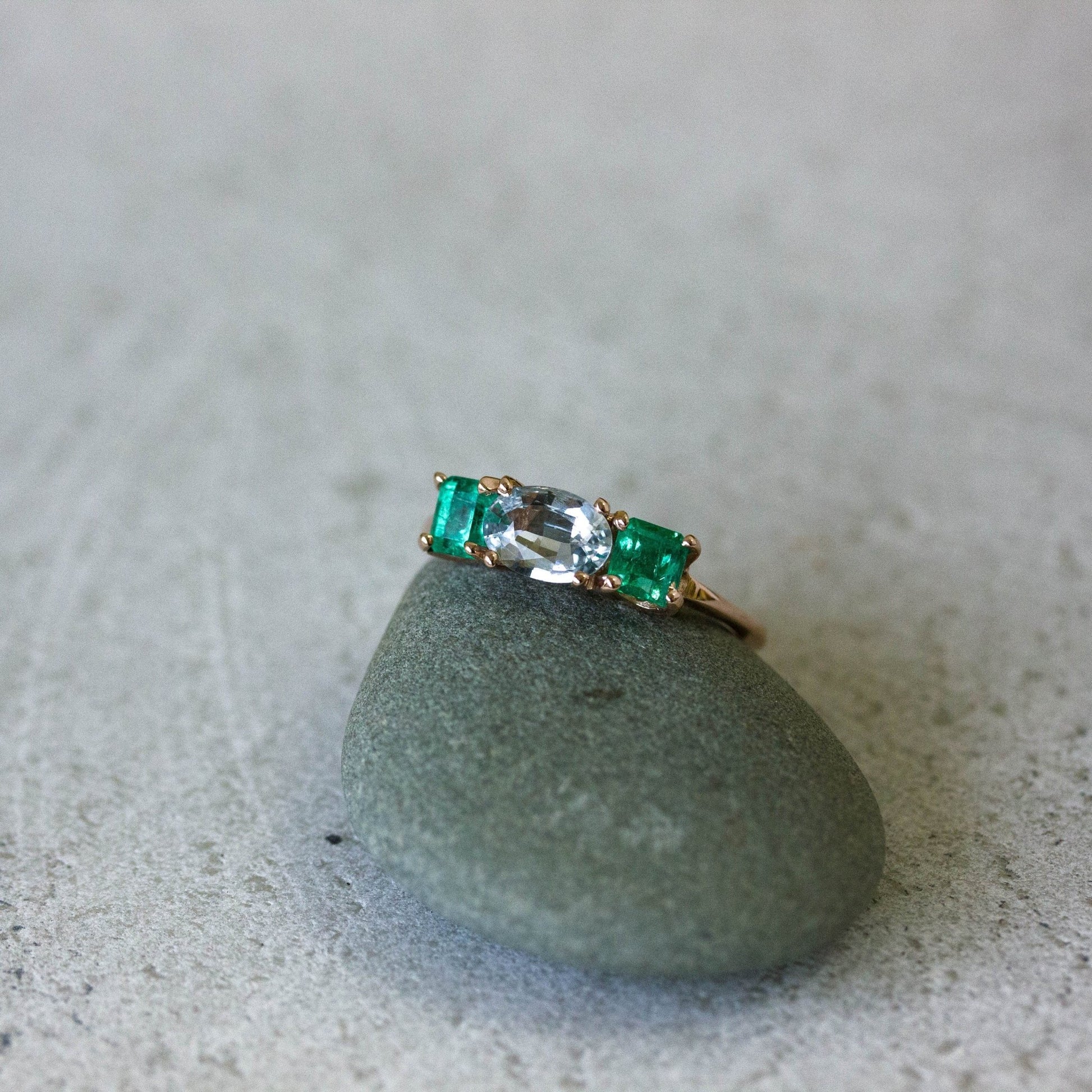 White Sapphire Engagement Ring - Madelynn Cassin Designs